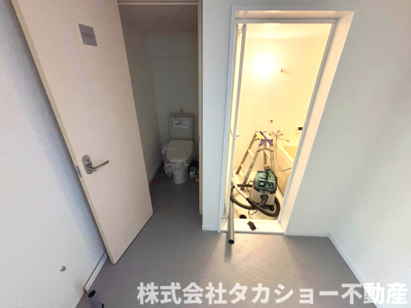 千葉都町マンションのランドリースペース|洗面台もこれから入ります!