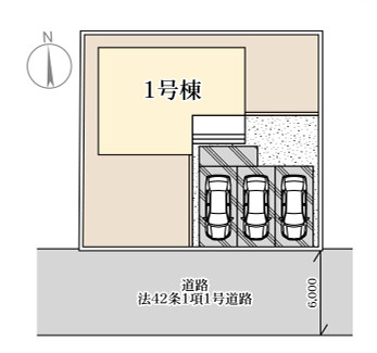 下野市仁良川の新築一戸建の区画図|敷地面積２５１㎡！駐車３台可能なほか、ガーデニングも十分できるお庭の広さもあります♪