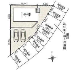 宇都宮市南町の新築一戸建の区画図|敷地面積６０坪！前面道路は幅５．９ｍで車のすれ違いらくらくです♪