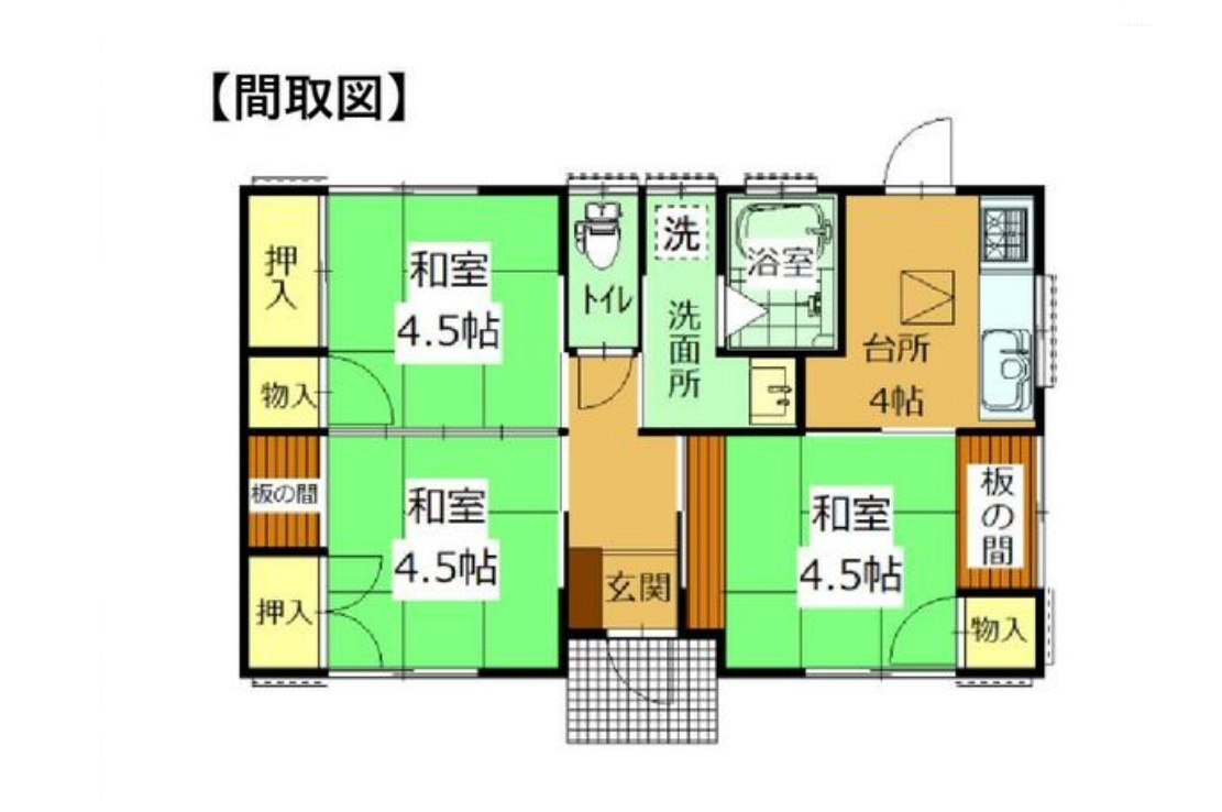 前橋市粕川町込皆戸　中古住宅の間取り|◇土地47.98坪　建物14.84坪　リフォーム住宅◇