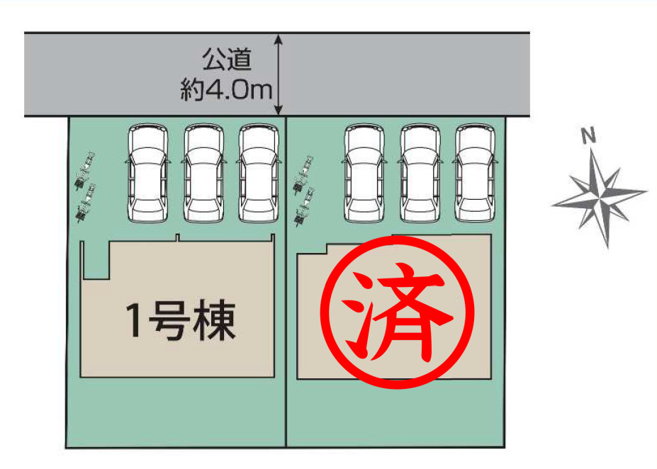 ブルーミングガーデン　沼津市東椎路　全2棟の区画図|●区画図●
駐車3台可能♪
前面道路が広駐車もらくらくスムーズ♪