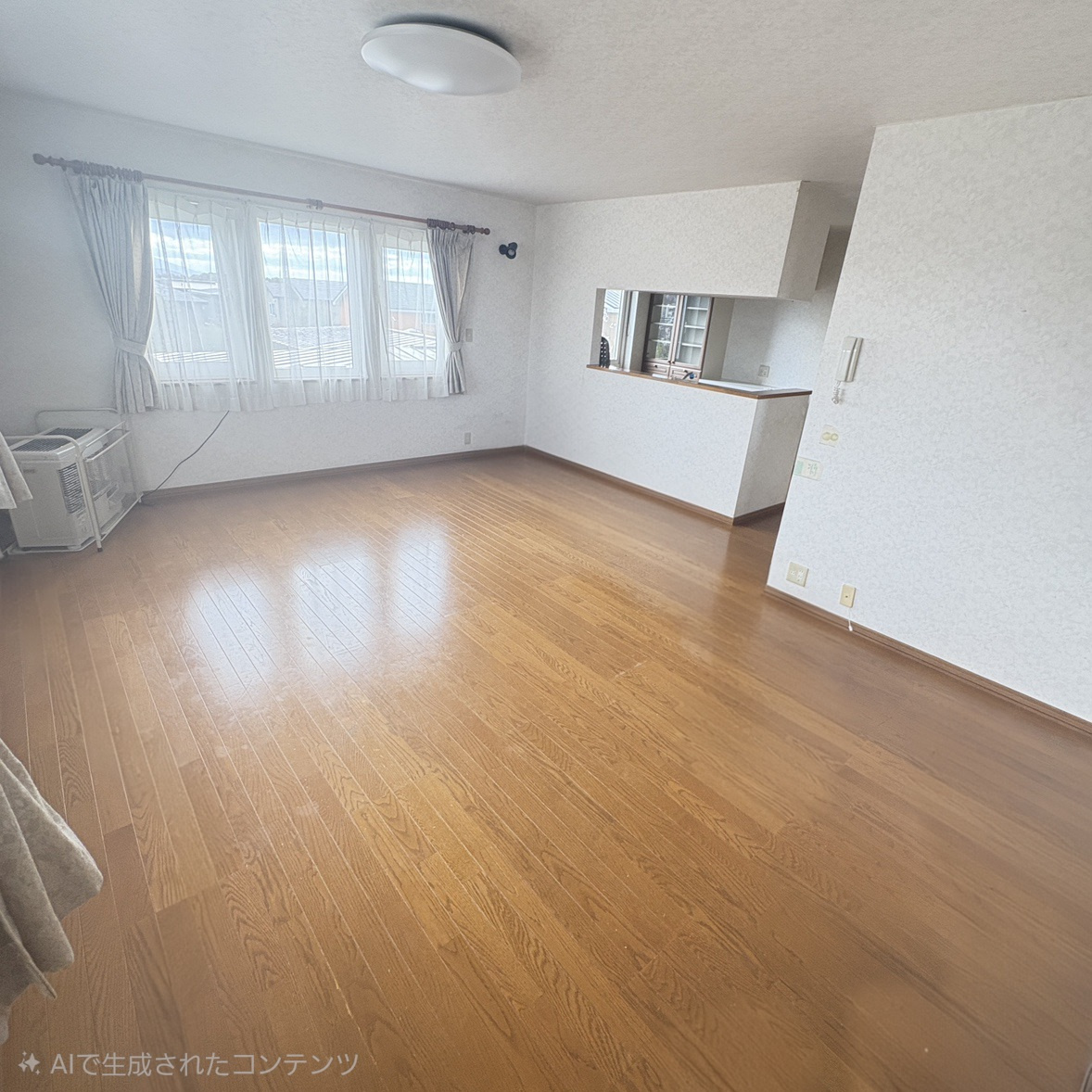 室蘭市八丁平2丁目28‐17　中古住宅の居間・リビング|※AI加工済み。一部家具を消す加工を行っています。