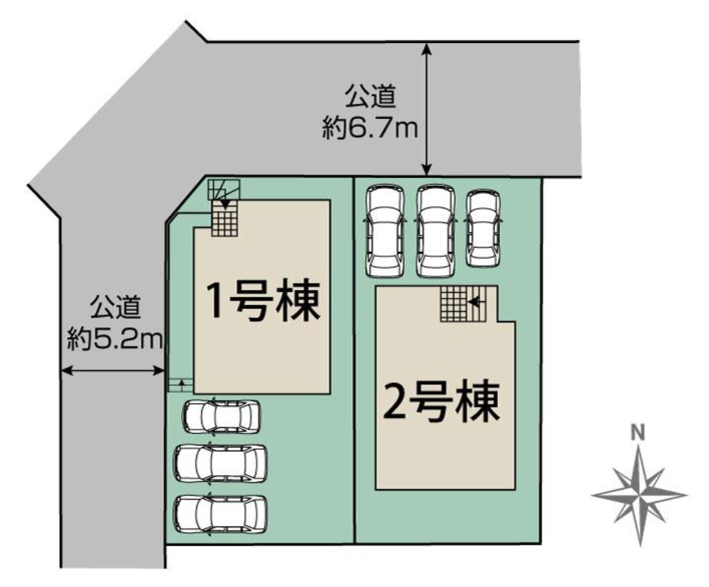 横浜市栄区桂台西2丁目 新築戸建て【仲介手数料無料】カースペース3台の区画図
