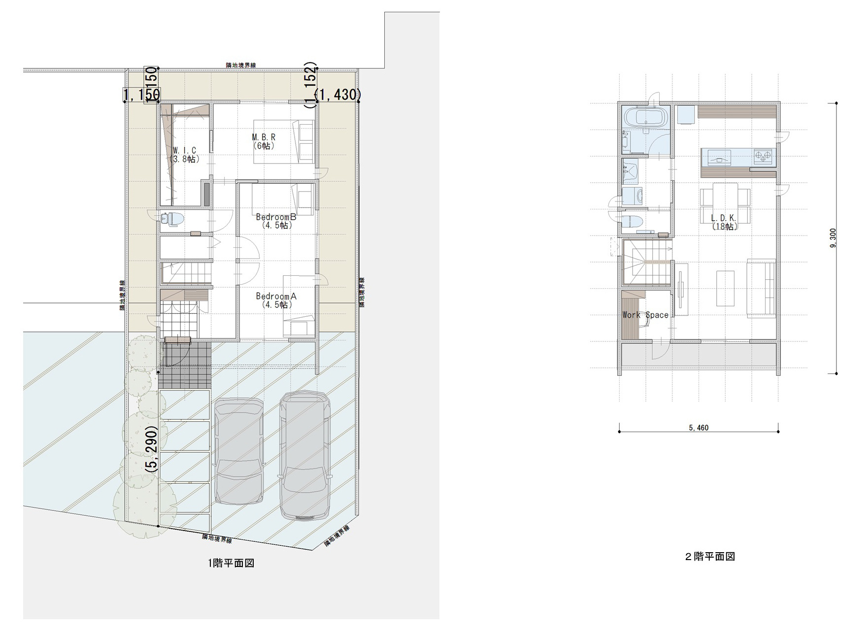 宅地分譲［鎌倉市由比ガ浜１丁目］の完成予想図|■参考プランＡ区画：建物面積／89.42㎡（27.04坪）　■参考プラン建物価格／3,355万円（税込）※付帯工事、その他予算組費用、諸費用等が別途発生いたします　※掲載の建物プランは一例です