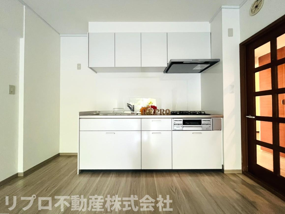 北柏ライフタウン3号棟1階のキッチン|新規交換済みのキッチンは浄水器水栓です