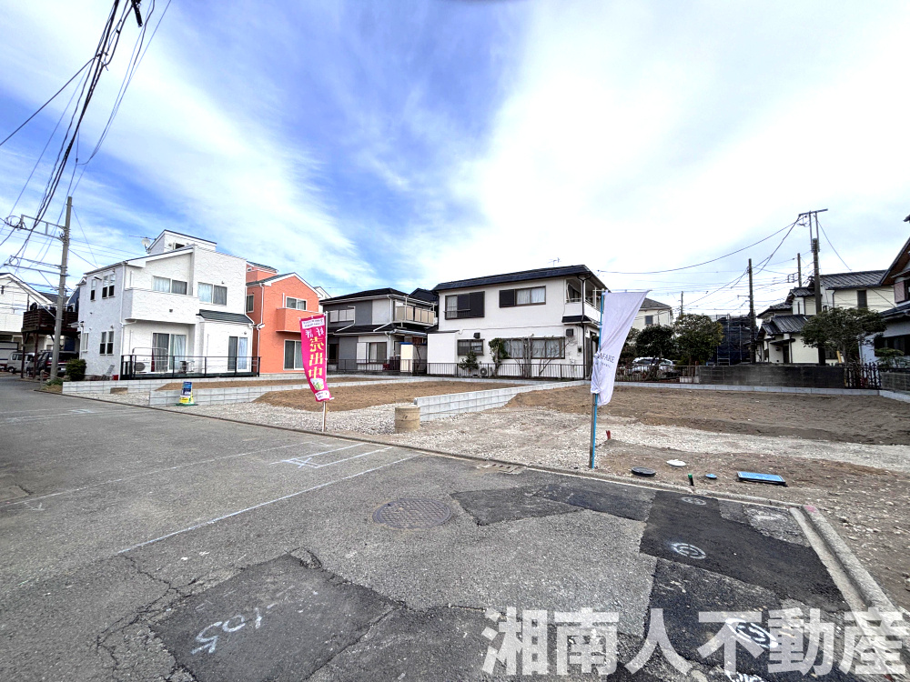 茅ヶ崎市美住町の新築一戸建の前面道路含む現地写真|前面道路含む現地写真です