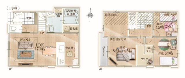 横浜市瀬谷区阿久和西2丁目 新築戸建て【仲介手数料無料】カースペース2台の間取り