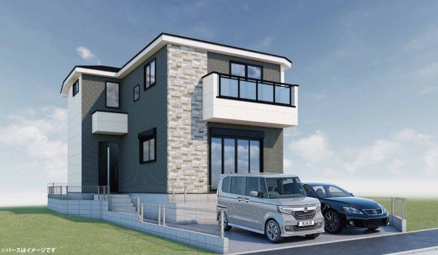 横浜市青葉区たちばな台2丁目 新築戸建て【仲介手数料無料】カースペース2台の外観パース