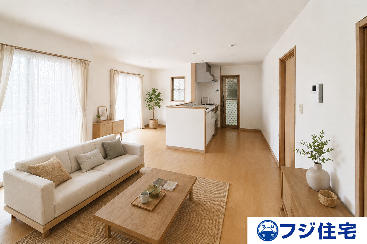 和泉市箕形町5丁目の居間・リビング|※バーチャルステージング画像（AI合成）です。合成された家具等は販売価格に含まれません。