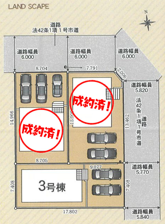 クレイドルガーデン　沼津市西間門第10　全3棟の区画図|●駐車スペース●
２台以上駐車可能♪
並列駐車のため、車の出し入れが楽々♪