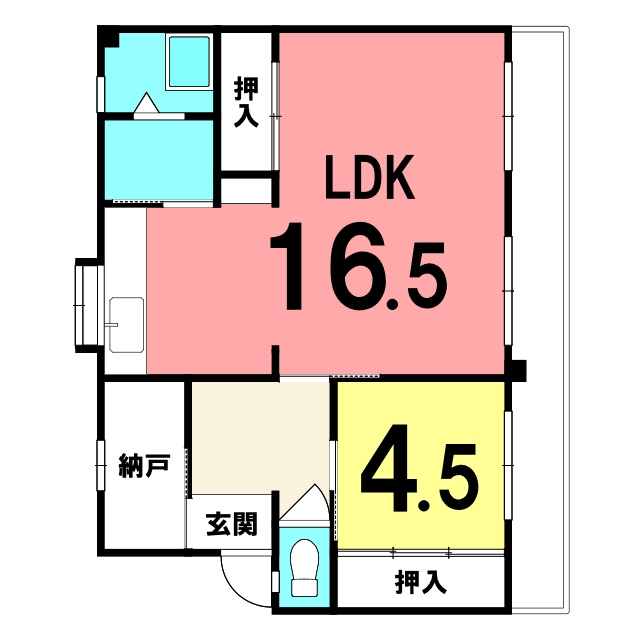 室蘭市高砂町2丁目7-6　高砂ハイツD棟の間取り