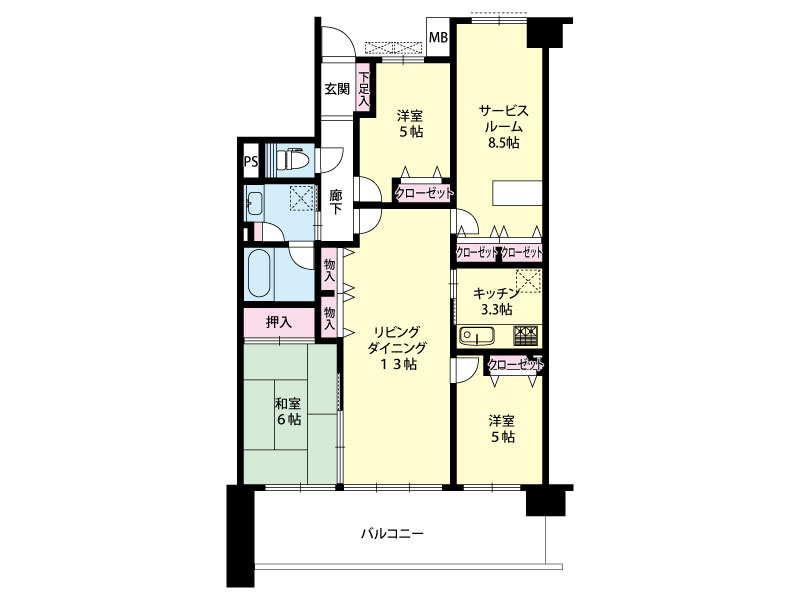 デュオガーデン川口さくらの杜の間取り|専有面積86.66㎡(壁芯)　間取り3LDK＋S