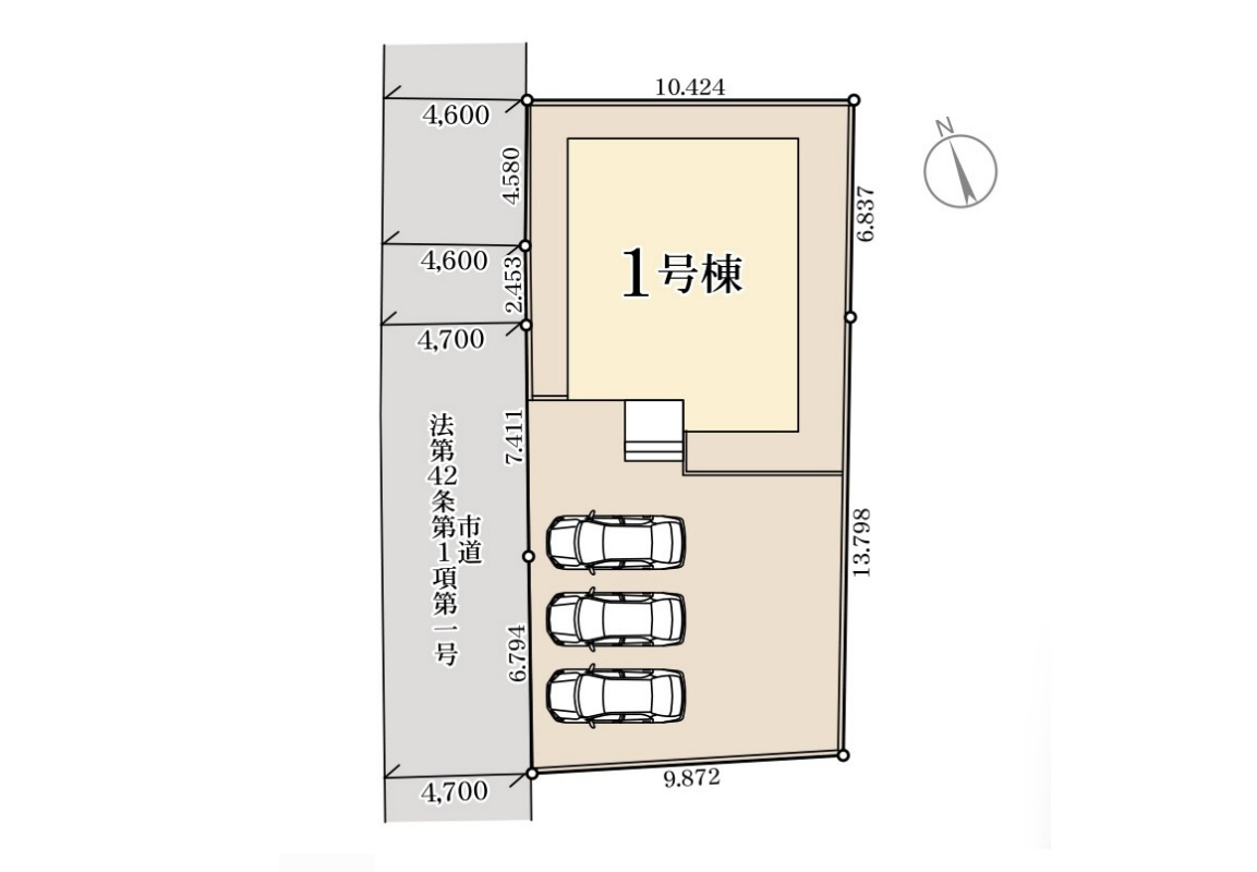 第3高崎市吉井町馬庭　新築住宅全1棟の区画図|◇土地64.36坪◇