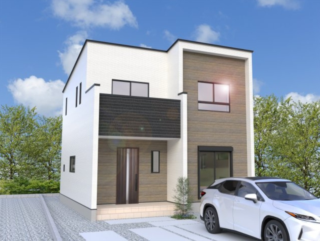 高崎市柴崎町第1期　新築住宅全3棟の外観パース|流行に左右されないシンプルなデザインは、飽きにくく長く愛されます。