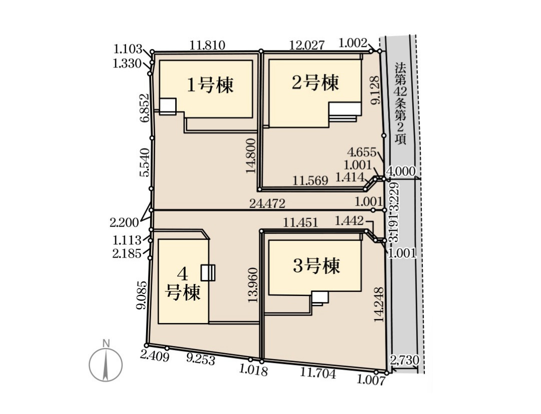 高崎市中豊岡町第5　新築住宅全4棟の区画図|「初めまして！」が集まる分譲地。たくさんの子供たちが年齢を問わずに、仲良く一緒に成長できるのは分譲地の特徴ですね。