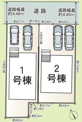 クレイドルガーデン葵区羽鳥第12　全2棟の区画図|2台駐車可能スペースあり