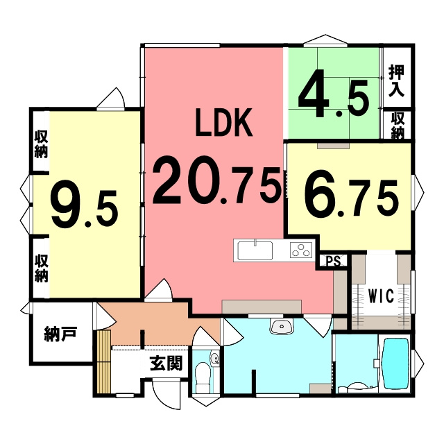 登別市若山町3丁目12-48　平屋中古住宅の間取り