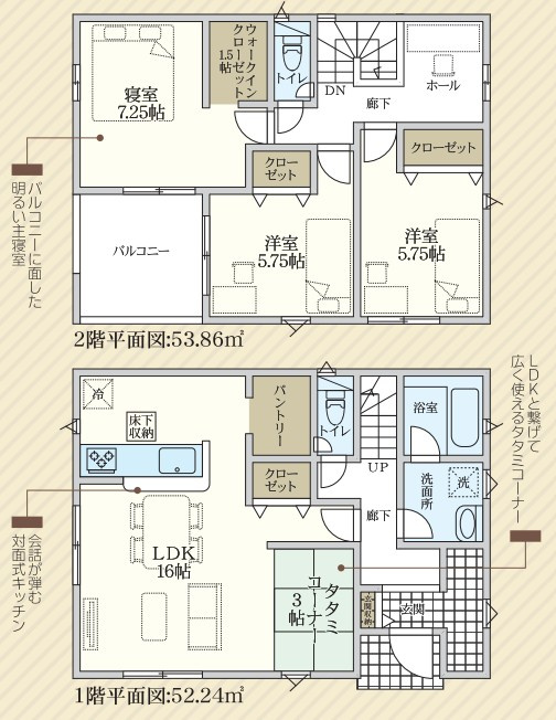 クレイドルガーデン　沼津市三枚橋第1　新築分譲住宅　全1棟の間取り|3LDK+WIC+パントリー
敷地面積191.74㎡　延床面積98.81㎡