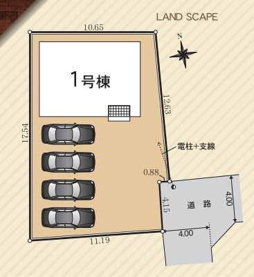 クレイドルガーデン　沼津市三枚橋第1　新築分譲住宅　全1棟の区画図|4台駐車可能スペースあり