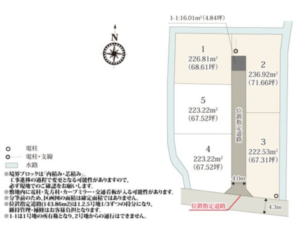 前橋市下新田町第9　新築住宅全5棟の区画図|「初めまして！」が集まる分譲地。たくさんの子供たちが年齢を問わずに、仲良く一緒に成長できるのは大型分譲地の特徴ですね。
