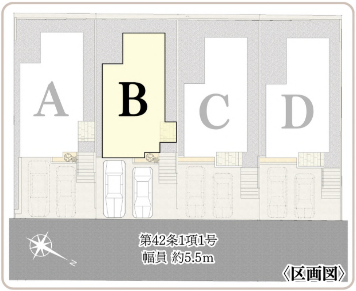 横浜市金沢区西柴1丁目 新築戸建て【仲介手数料無料】カースペース2台の区画図