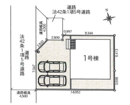 宇都宮市宝木町第１０　新築住宅全１棟の前面道路含む現地写真|駐車並列２台可能！東武宇都宮駅まで約４．９ｋｍ♪