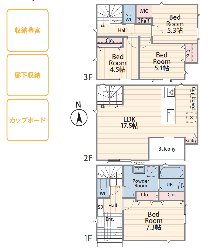 横浜市港南区日野１丁目 新築戸建て【仲介手数料無料】の間取り
