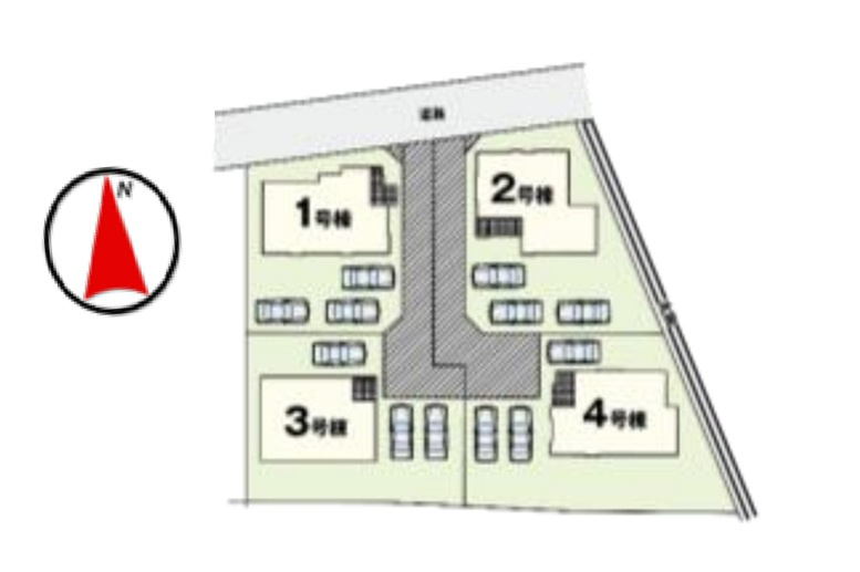玉村町福島2期　新築住宅全4棟の区画図|「初めまして！」が集まる分譲地。たくさんの子供たちが年齢を問わずに、仲良く一緒に成長できるのは大型分譲地の特徴ですね。