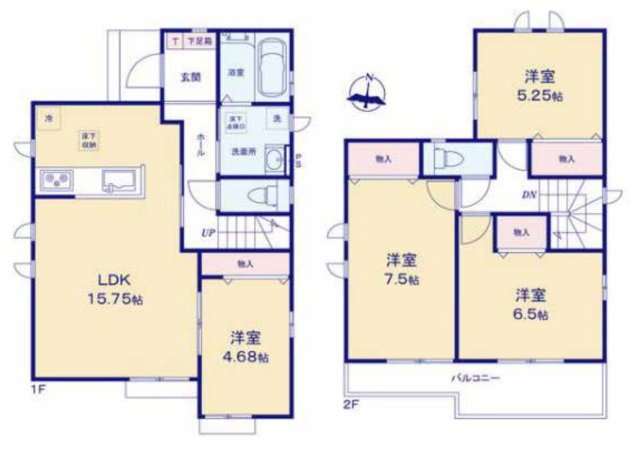 横浜市保土ケ谷区境木本町 新築戸建て【仲介手数料無料】カースペース2台の間取り