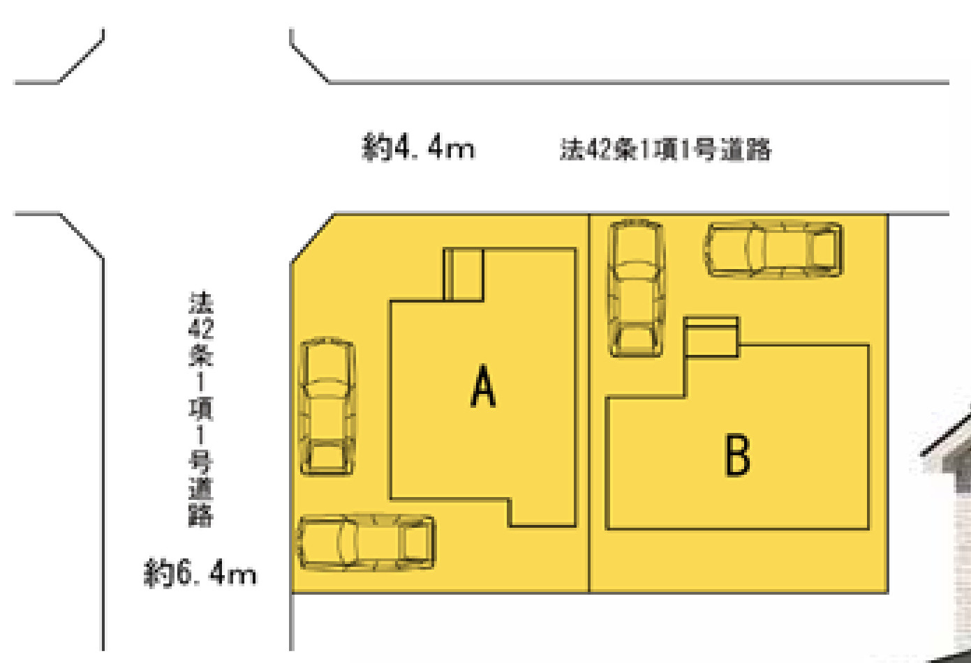 横浜市保土ケ谷区境木本町 新築戸建て【仲介手数料無料】カースペース2台の区画図