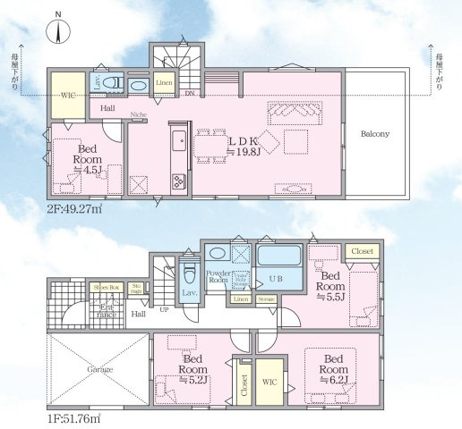 横浜市金沢区東朝比奈3丁目　新築戸建て【仲介手数料無料】カースペース2台の間取り