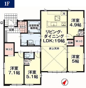 宇都宮市宝木本町１６期　新築住宅全１棟の間取り|◇土地69.95坪　建物28.73坪　折上天井　WIC２つ　SIC　平屋◇