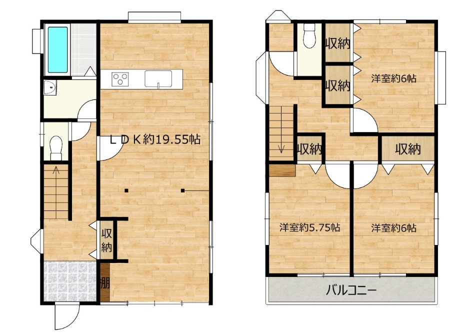 佐波郡玉村町五料　中古物件の間取り|◇土地51.65坪　建物28.55坪◇