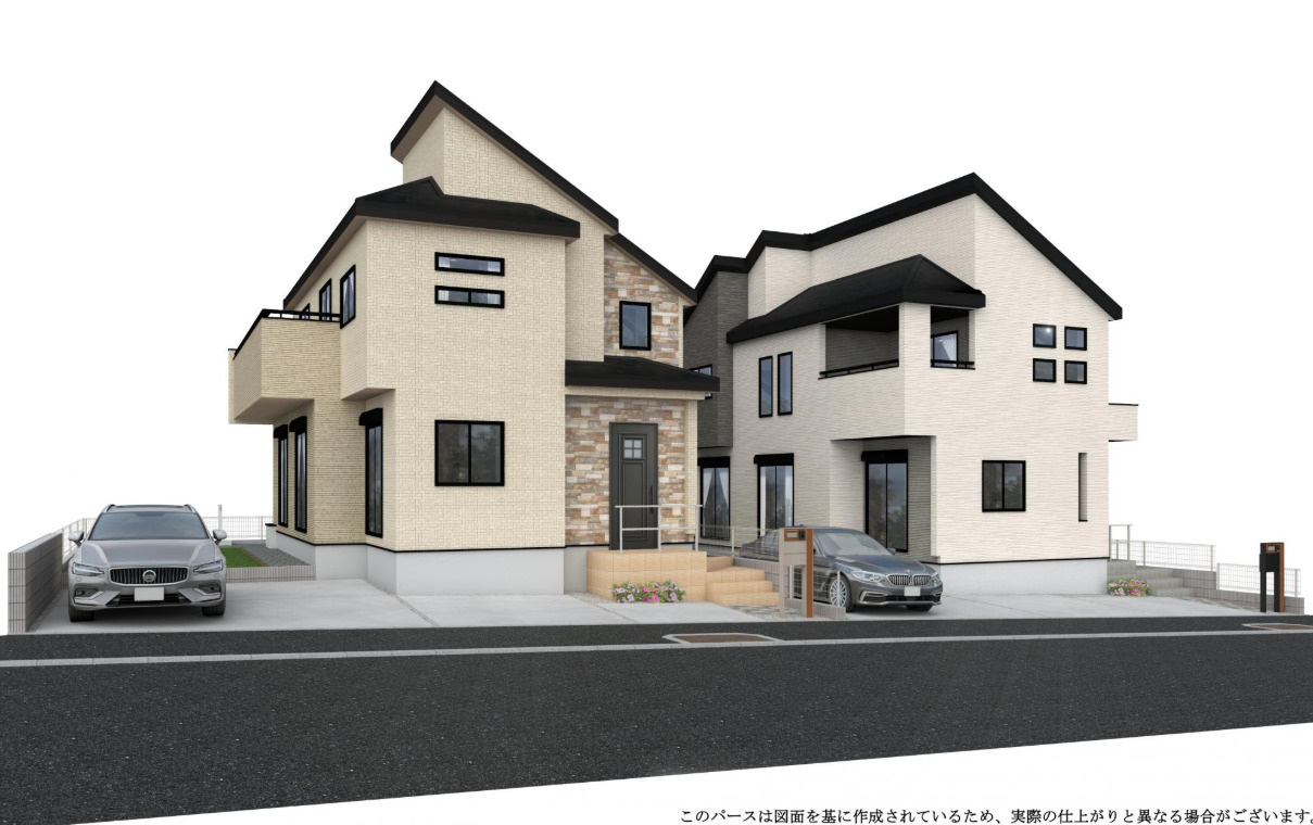 横浜市栄区野七里１丁目 新築戸建て【仲介手数料無料】カースペース3台の外観パース