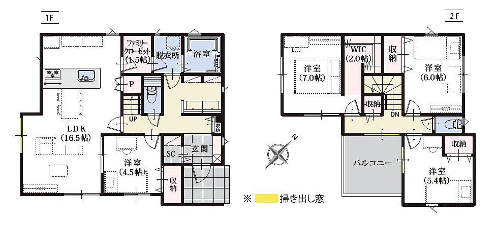 函南町仁田3期　全3棟の間取り|【1号棟】
4LDK+ウォークインクローゼット+シューズクローク+パントリー+ファミリークローゼット
土地面積159.20㎡(48.15坪)　建物面積105.78㎡(31.99坪)