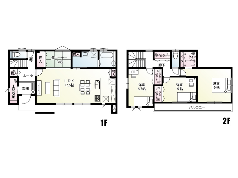 3号棟　建物面積114.27㎡（34.56坪）家族団らんが弾む17.6帖のLDKにくつろぎの3帖畳コーナーを隣接。土間収納や各居室のクローゼットに加え、主寝室には大容量のWICを備えた機能的な間取り！