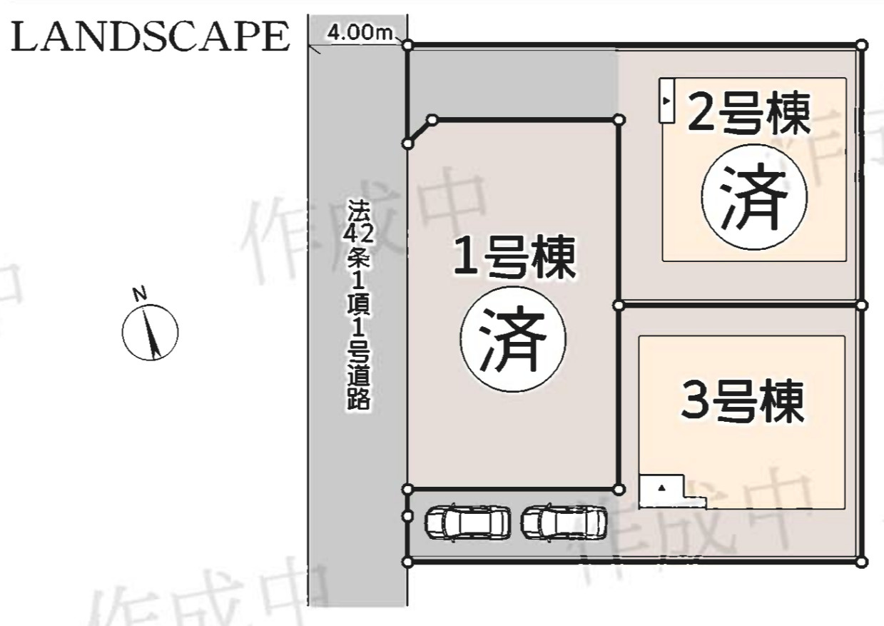 横浜市緑区鴨居４丁目 新築戸建て【仲介手数料無料】カースペース2台の区画図