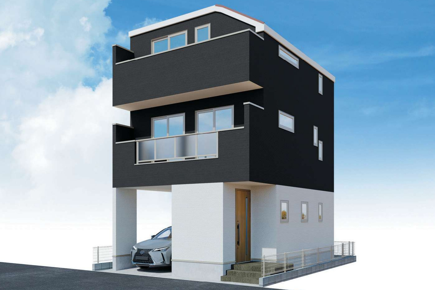 横浜市鶴見区本町通2丁目 新築戸建て【仲介手数料無料】の外観パース