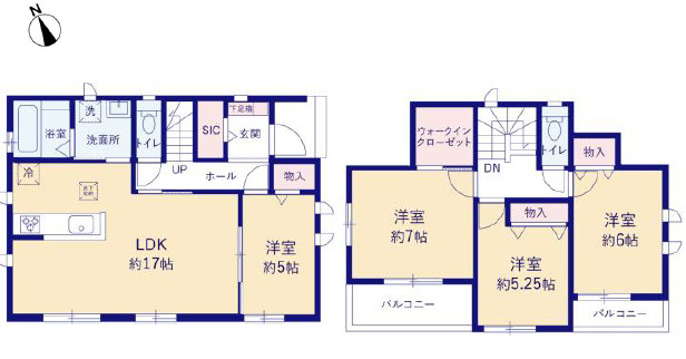 宇都宮市雀の宮１丁目　新築住宅全４棟の間取り|■建坪29.93坪　敷地42.39坪　WIC　SIC　全居室南向き　ダブルバルコニー■