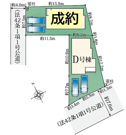 ハートフルタウン　清水町柿田210番　全2棟　の区画図|2台駐車可能スペースあり