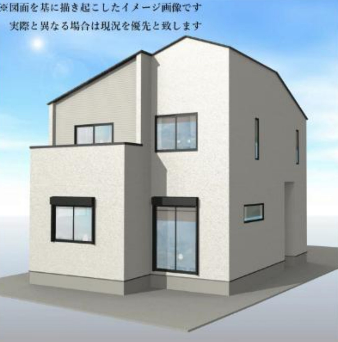 横浜市港南区上永谷４丁目 新築戸建て【仲介手数料無料】カースペース3台の外観パース