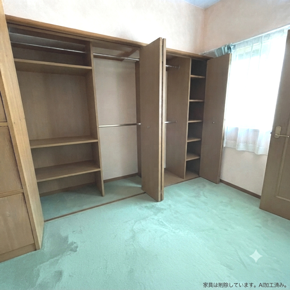 登別市美園町1丁目12-4　中古住宅の洋室|家具、家電を削除しております。AI加工済み