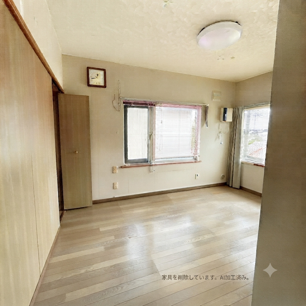 登別市美園町1丁目12-4　中古住宅の洋室|家具、家電を削除しております。AI加工済み