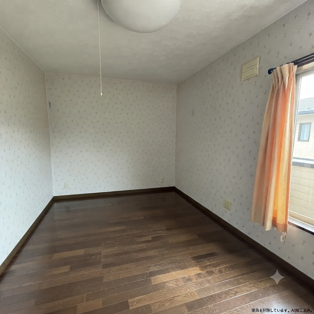 登別市美園町1丁目12-4　中古住宅の洋室|家具、家電を削除しております。AI加工済み
