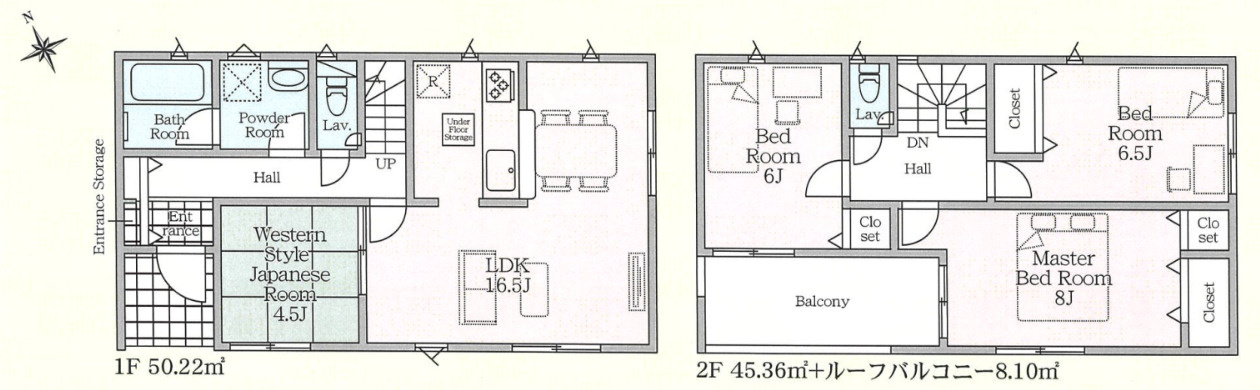 真岡市台町の新築一戸建の間取り|◇土地83.7坪　建物28.91坪　ルーフバルコニー　主寝室８帖　全居室二面採光　全居室南向き◇