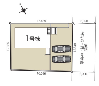 真岡市並木町３丁目の新築一戸建の区画図|真岡駅徒歩約１５分！前面道路幅員６ｍで車のすれ違いがしやすく、出し入れもしやすいです♪