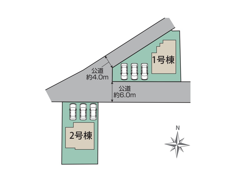 前橋市上新田町　新築住宅全2棟の区画図|「初めまして！」が集まる分譲地。たくさんの子供たちが年齢を問わずに、仲良く一緒に成長できるのは分譲地の特徴ですね。