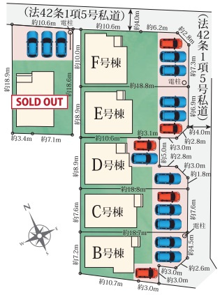 ハートフルタウン　葵区羽鳥大門町676番の区画図|6棟の大型分譲！
1期工事として、3棟を先行して建築♪B、C、D号棟はもうすぐ完成です♪
E、F号棟基礎工事が始まります♪完成が楽しみな新築分譲住宅です♪
