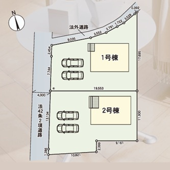 高崎市中豊岡町第3　新築住宅全2棟の区画図|「初めまして！」が集まる分譲地。たくさんの子供たちが年齢を問わずに、仲良く一緒に成長できるのは分譲地の特徴ですね。