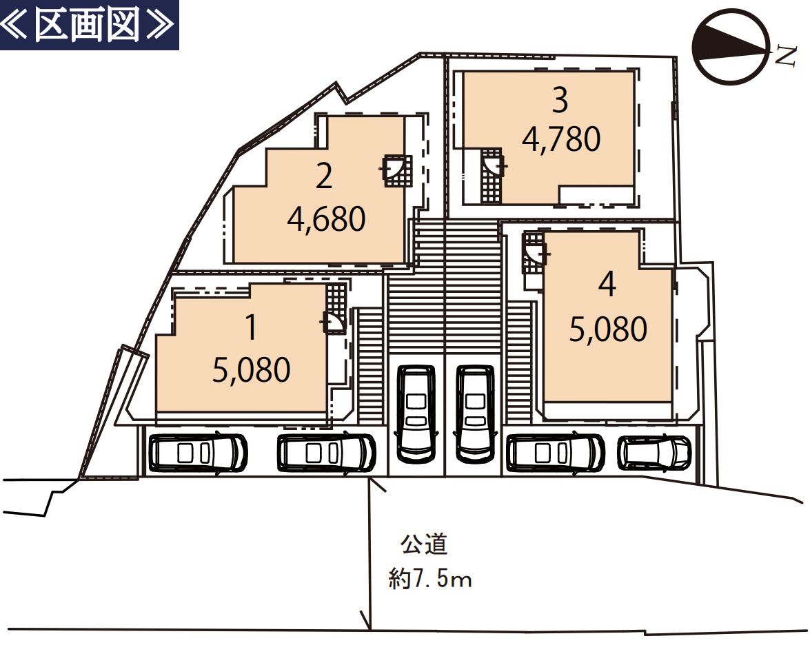 横浜市栄区上郷町 新築戸建て【仲介手数料無料】の区画図